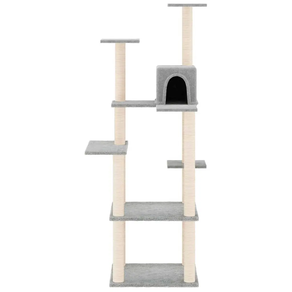 Cat Tree Tower 153cm Multi-Level with Sisal Scratching Posts Light Grey
