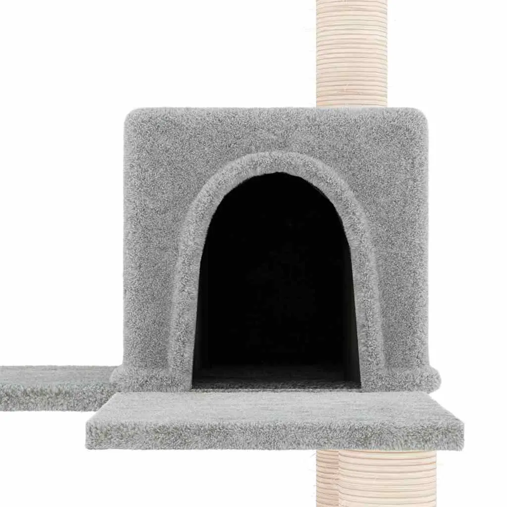 Cat Tree Tower 153cm Multi-Level with Sisal Scratching Posts Light Grey