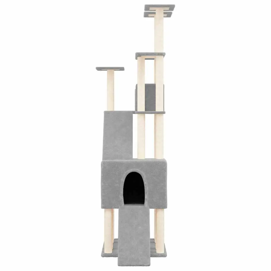 Cat Tree 190cm Multi-Level Scratching Post Light Grey