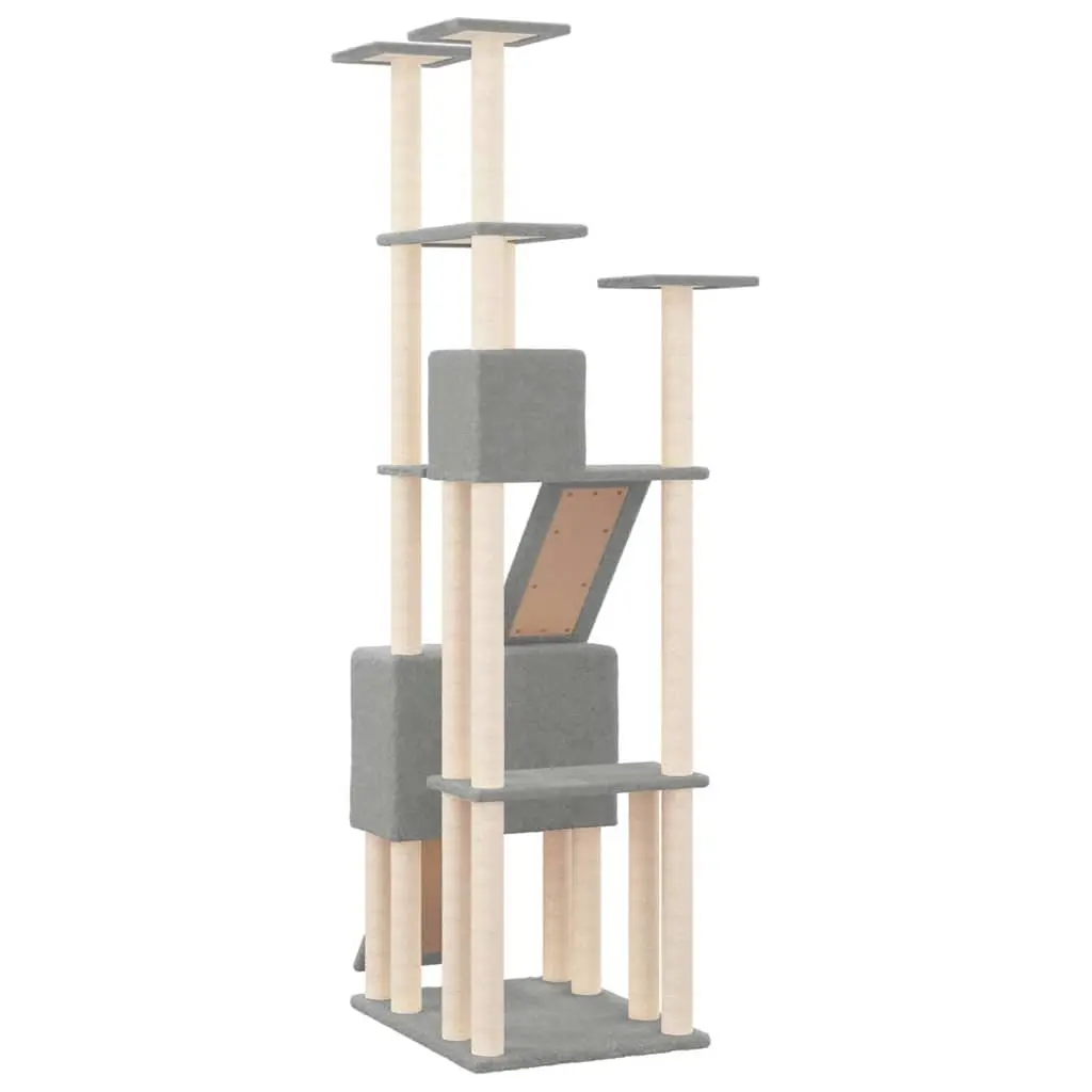 Cat Tree 190cm Multi-Level Scratching Post Light Grey