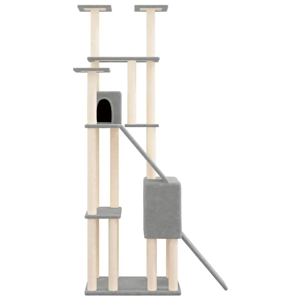 Cat Tree 190cm Multi-Level Scratching Post Light Grey