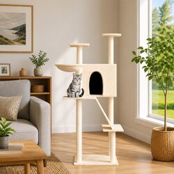 Cream Cat Tree: Enhance Your Space with Multi-Level Features