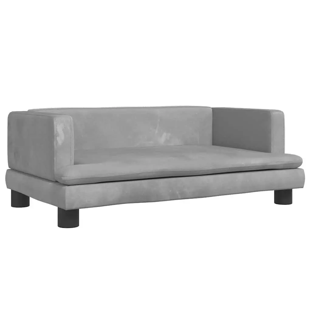 Dog Bed Light Grey 80x45x30cm Velvet Pet Sofa Couch Cushion Furniture
