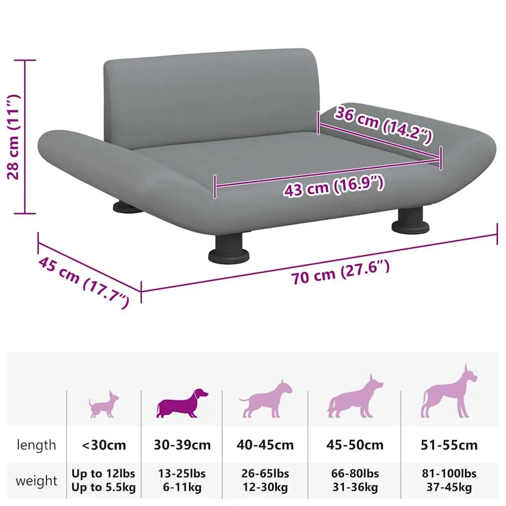 Dog Bed Grey Fabric Indoor Comfort Lounger Couch