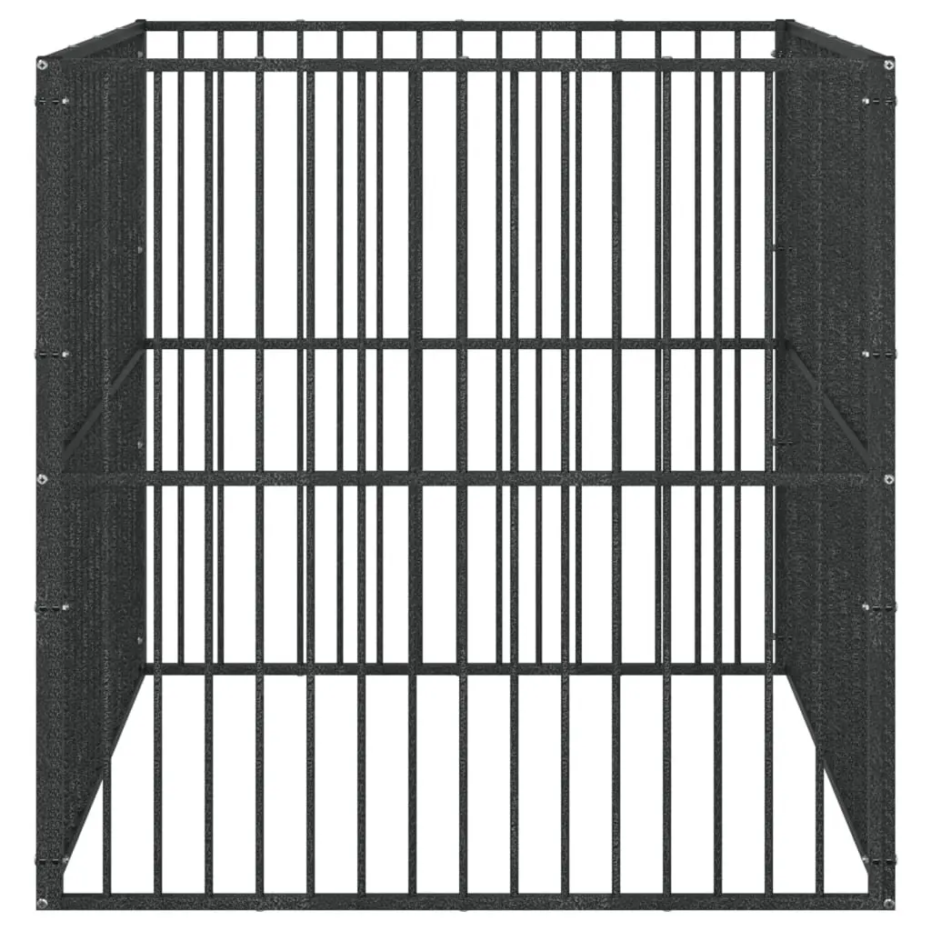 Dog Playpen 4 Panel Black Galvanised Steel Pet Enclosure Exercise Pen Puppy