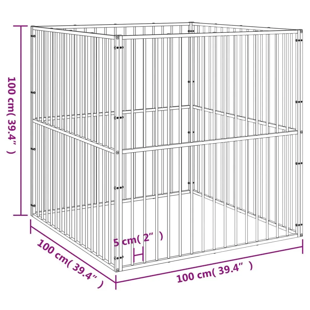 Dog Playpen 4 Panel Black Galvanised Steel Pet Enclosure Exercise Pen Puppy