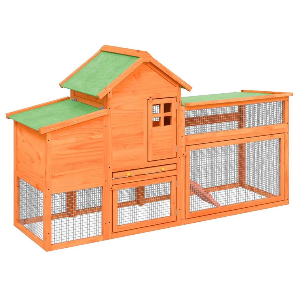 Chicken Coop Large Solid Pine Wood Nesting Box Run Ramp Mesh Enclosure