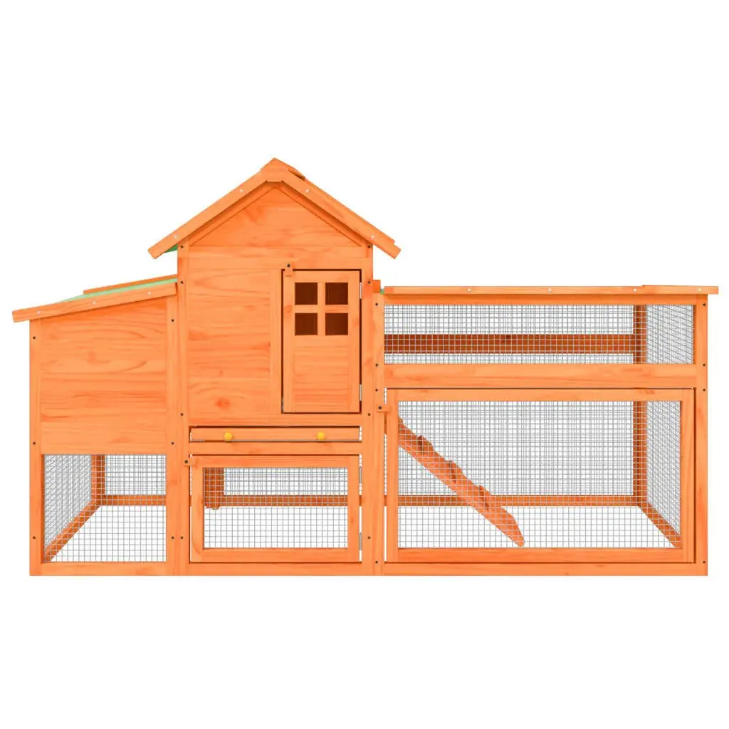 Chicken Coop Large Solid Pine Wood Nesting Box Run Ramp Mesh Enclosure