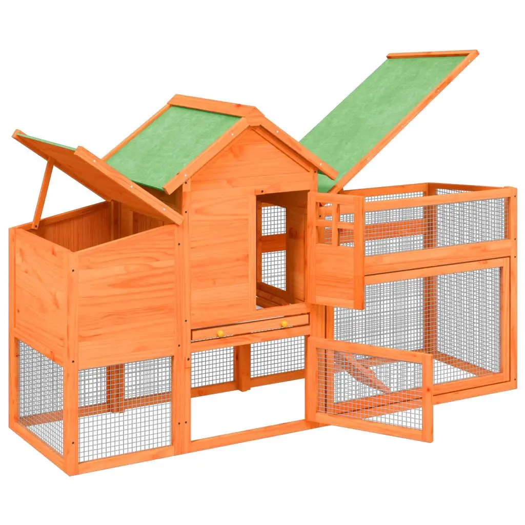 Chicken Coop Large Solid Pine Wood Nesting Box Run Ramp Mesh Enclosure