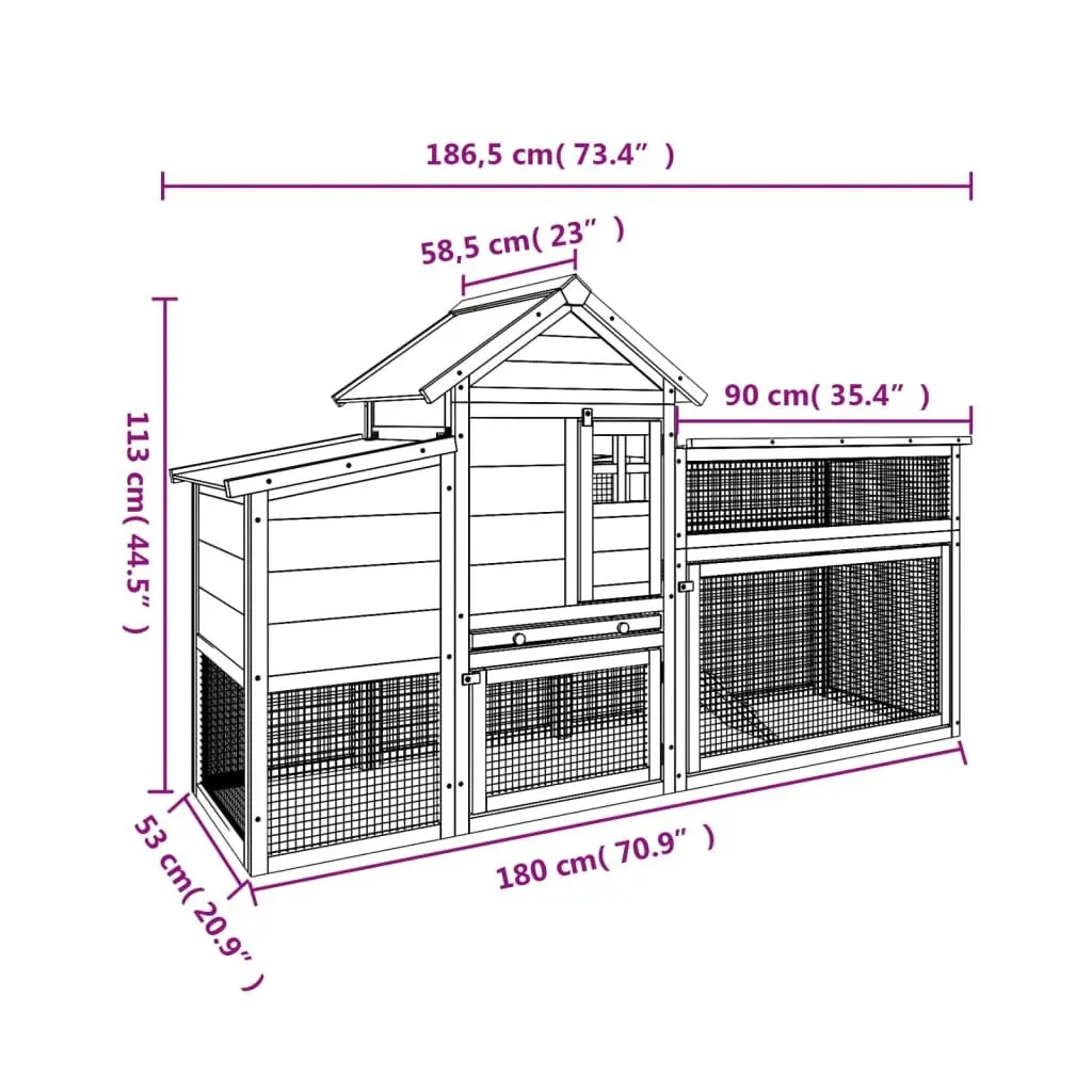 Chicken Coop Large Solid Pine Wood Nesting Box Run Ramp Mesh Enclosure