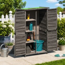 Enhance Your Outdoor Space with a Grey Garden Tool Shed 83x57x140cm