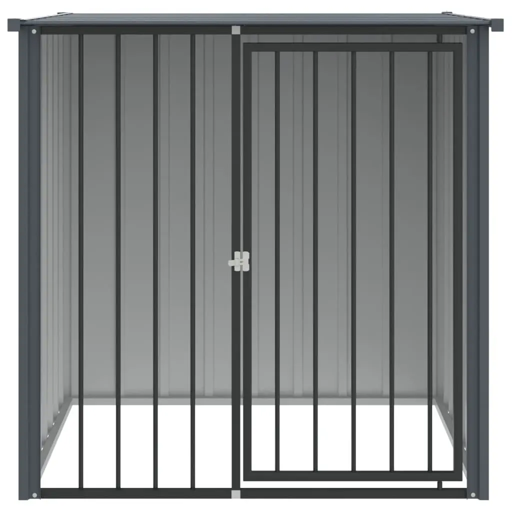 Dog House 110 x 103 x 109 cm Black Outdoor Pet Kennel Shelter with Roof Galvanised Steel Construction
