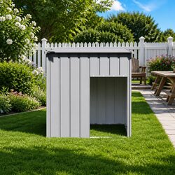 Dog House with Roof Grey Outdoor Pet Kennel Shelter Galvanised Steel