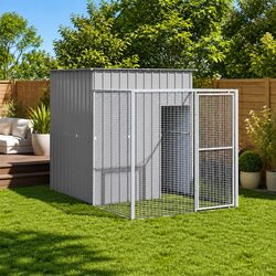 Light Grey Chicken Coop with Run for Enhanced Living Space
