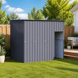 Spacious Anthracite Steel Dog House with Roof