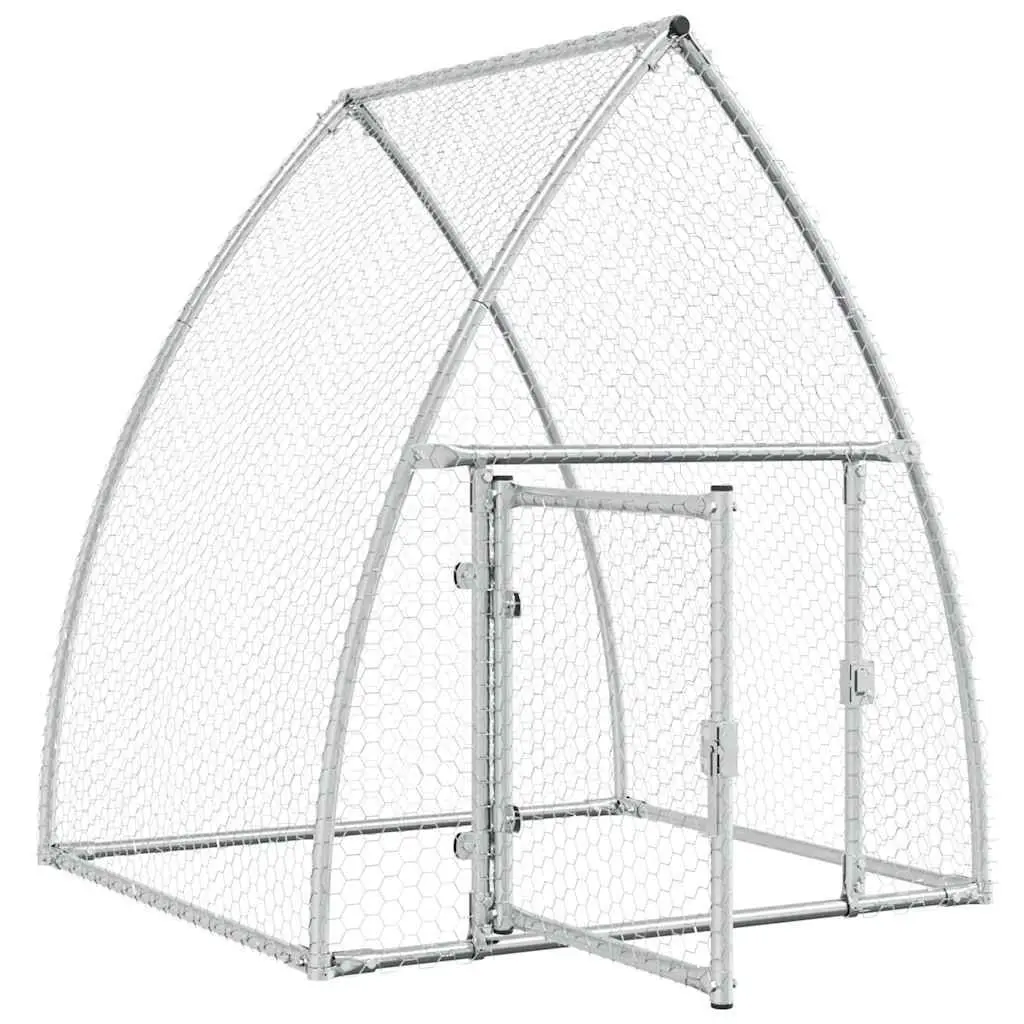 Chicken Cage Silver Galvanised Steel Walk-in Outdoor Enclosure for Small Animals