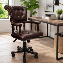 Brown Adjustable Height Swivel Chair for Your Workspace