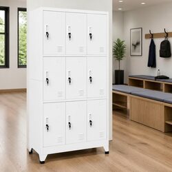 Space-Enhancing Locker Cabinet with 9 Compartments Grey 90x45x180cm