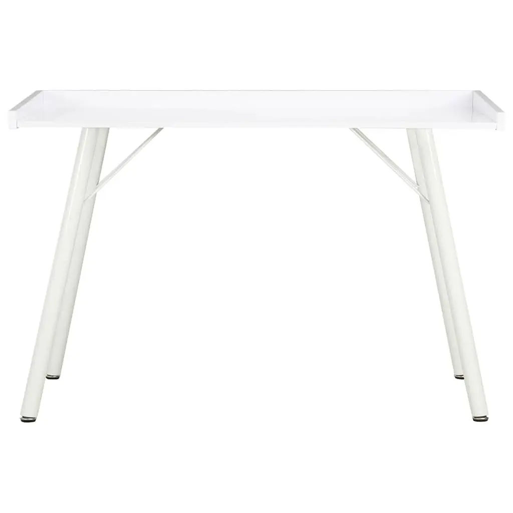 White Desk 90x50x79 cm Compact Workstation with Elevated Back and Side Board for Organization