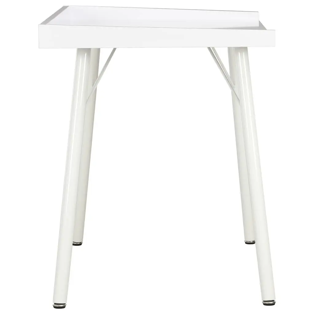 White Desk 90x50x79 cm Compact Workstation with Elevated Back and Side Board for Organization