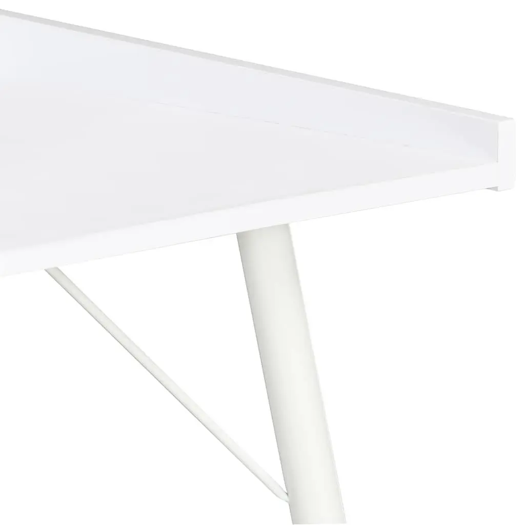 White Desk 90x50x79 cm Compact Workstation with Elevated Back and Side Board for Organization
