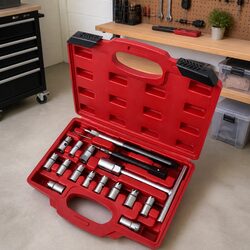 17 Piece Diesel Injector Seat Cutter Set Hand Tool Kit Workshop Garage Cleaning