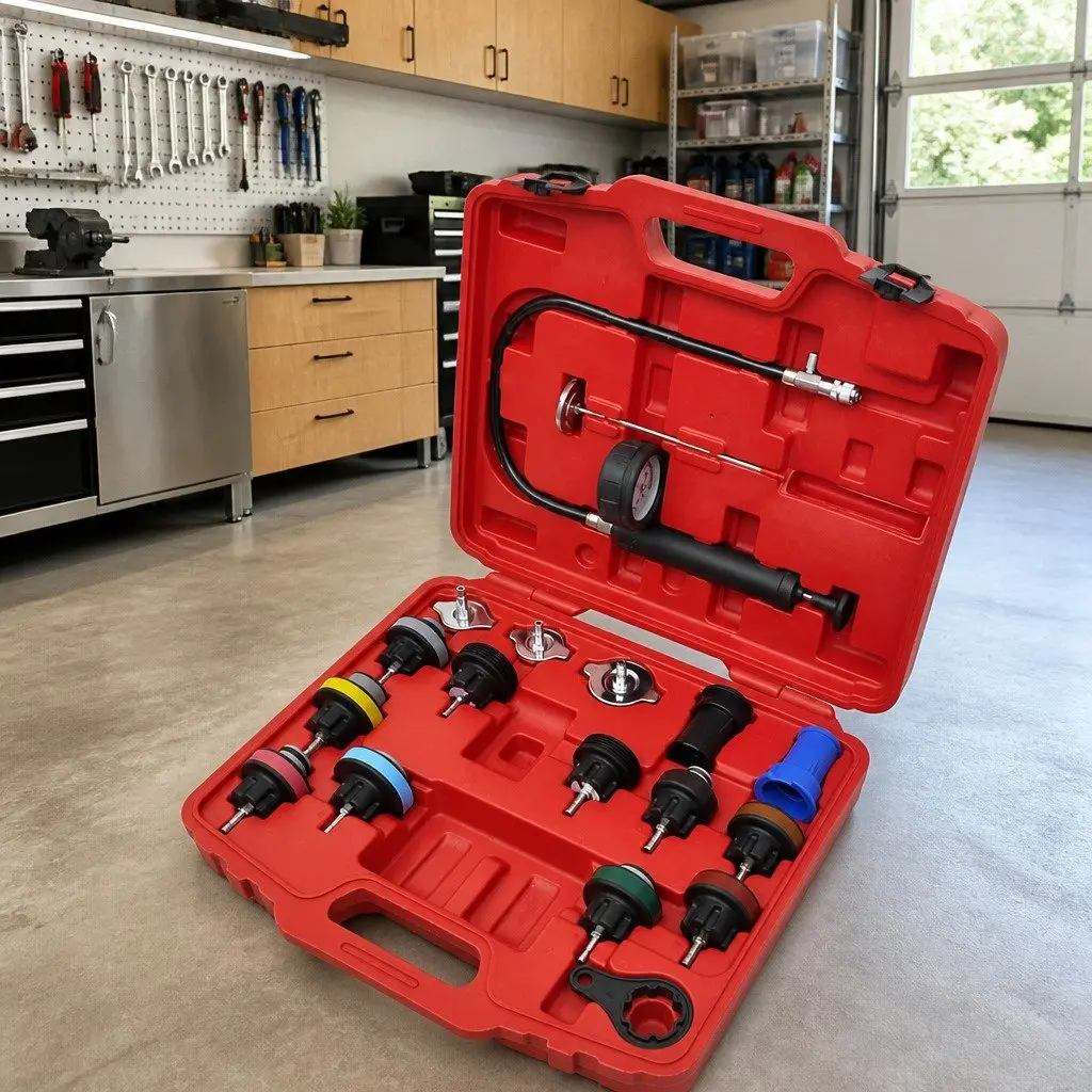 Cooling System Leak Detection Tool Set 18 Pieces Universal Radiator Pressure Tester Kit