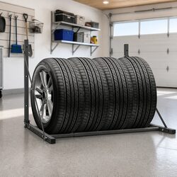 Space-Saving Foldable Tyre Rack - Red Steel Design 81-122cm