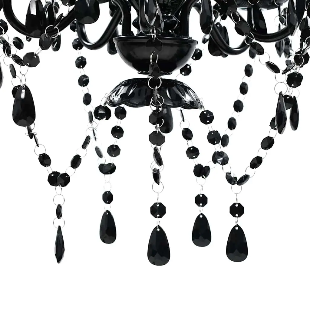 Black Crystal Chandelier 5 Bulb Ceiling Light Fixture Decorative Droplets