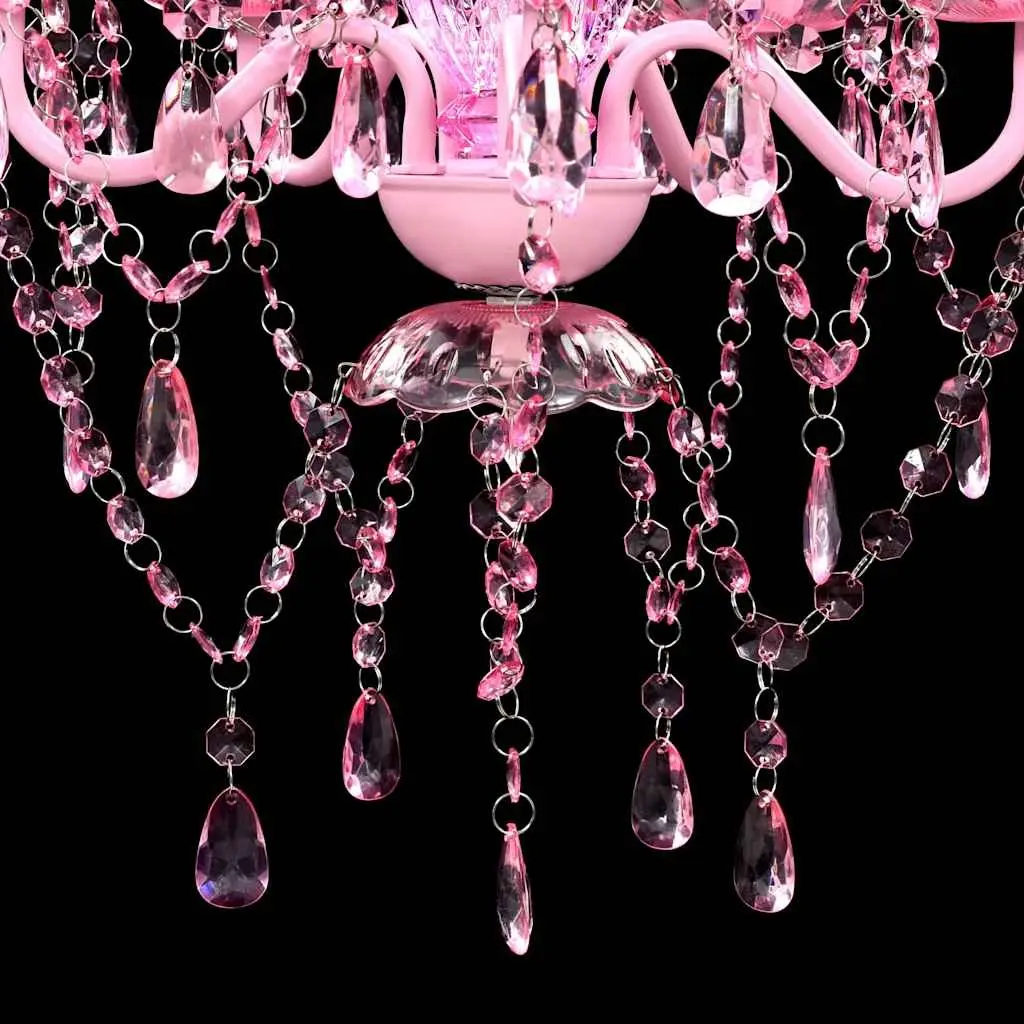 Crystal Ceiling Light Chandelier 5 Bulbs Pink Decorative Fixture for Living Room Bedroom Dining