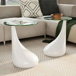 Elegant 2-Piece Coffee Table Set with Glass and Glossy Finish