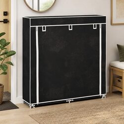 5-Tier Shoe Storage Cabinet in Black Fabric for a Tidy Space