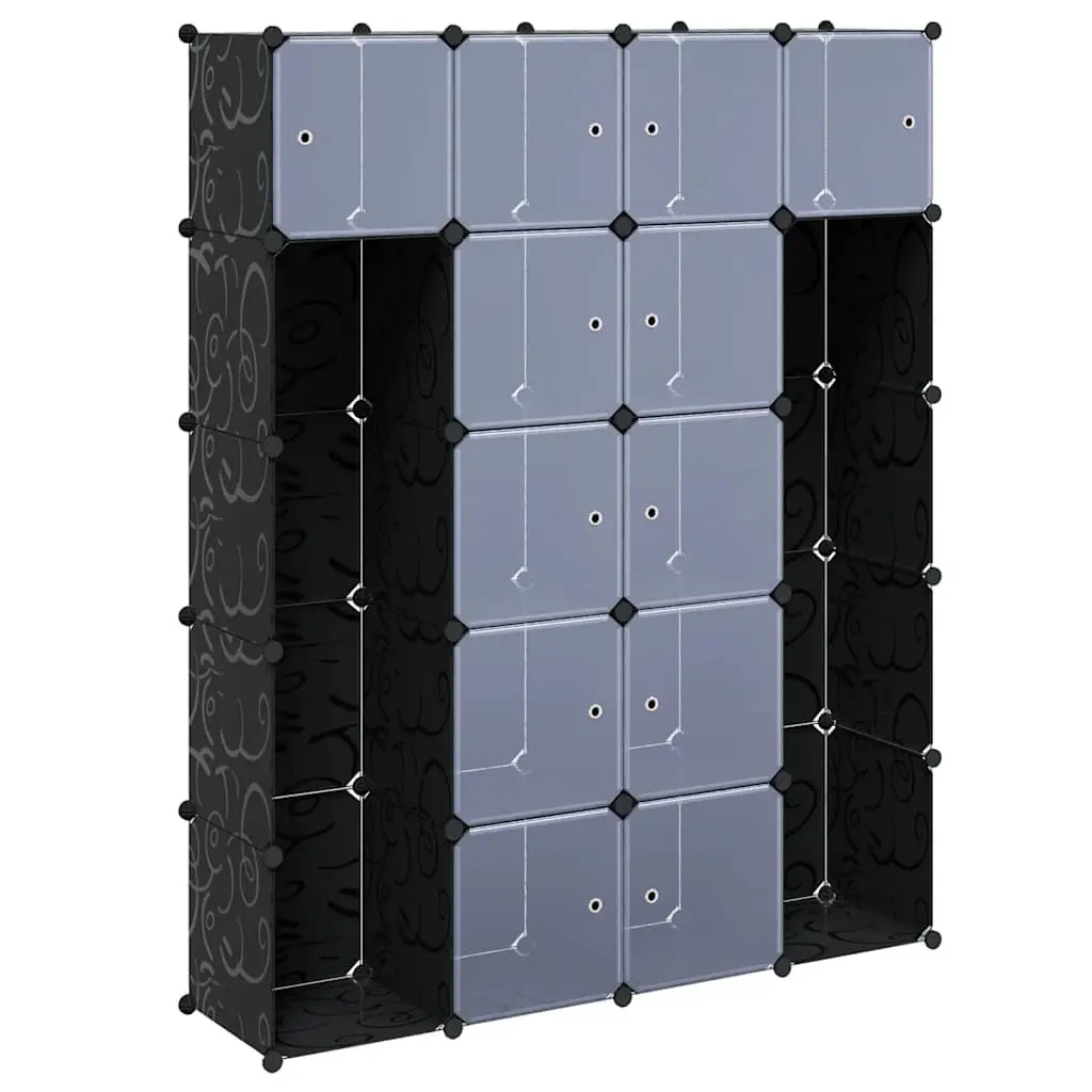 Modular Cabinet 14 Compartments Black Storage Cupboard Organiser