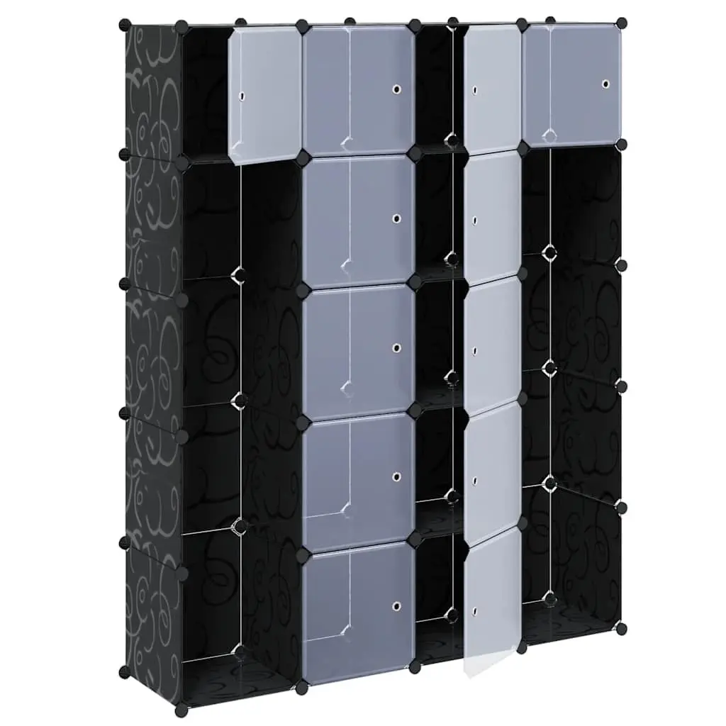 Modular Cabinet 14 Compartments Black Storage Cupboard Organiser