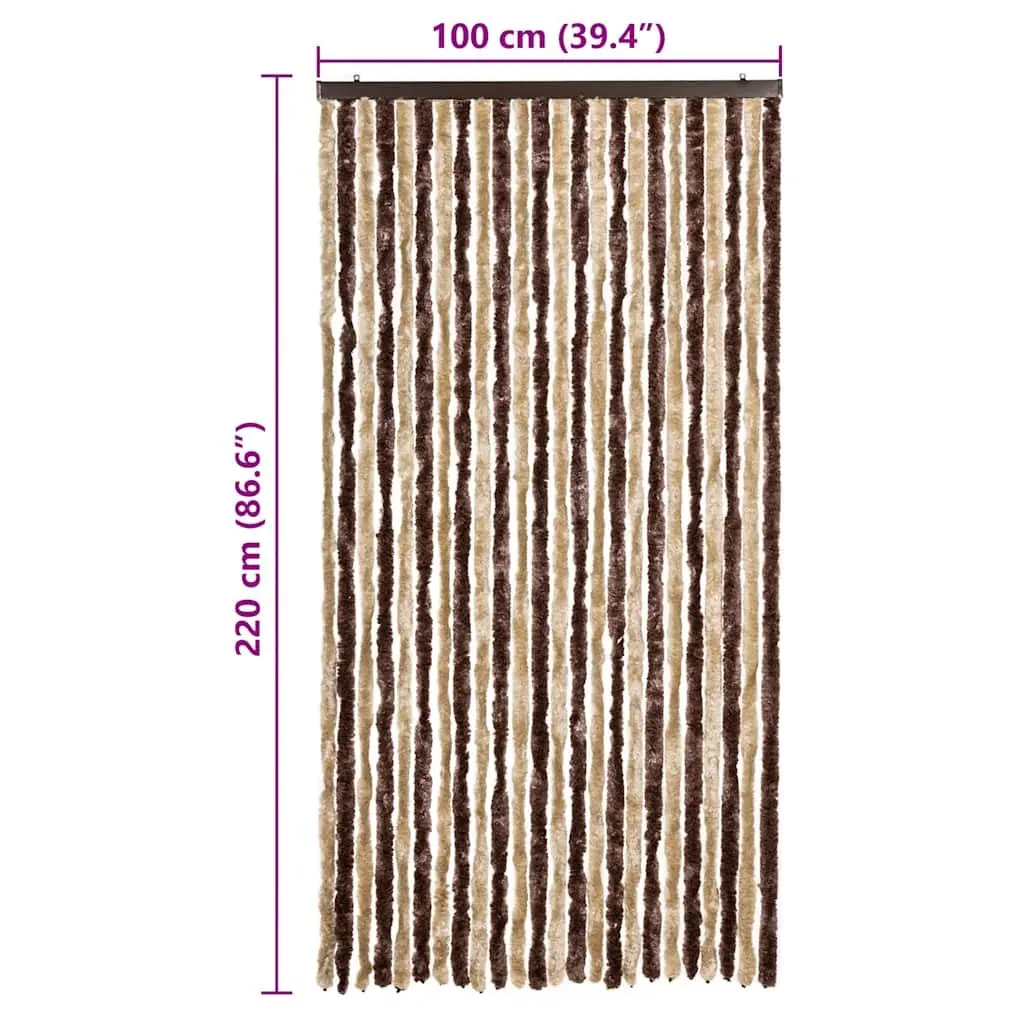 Insect Curtain 100x220 cm Chenille Beige Light Brown Flexible Door Screen