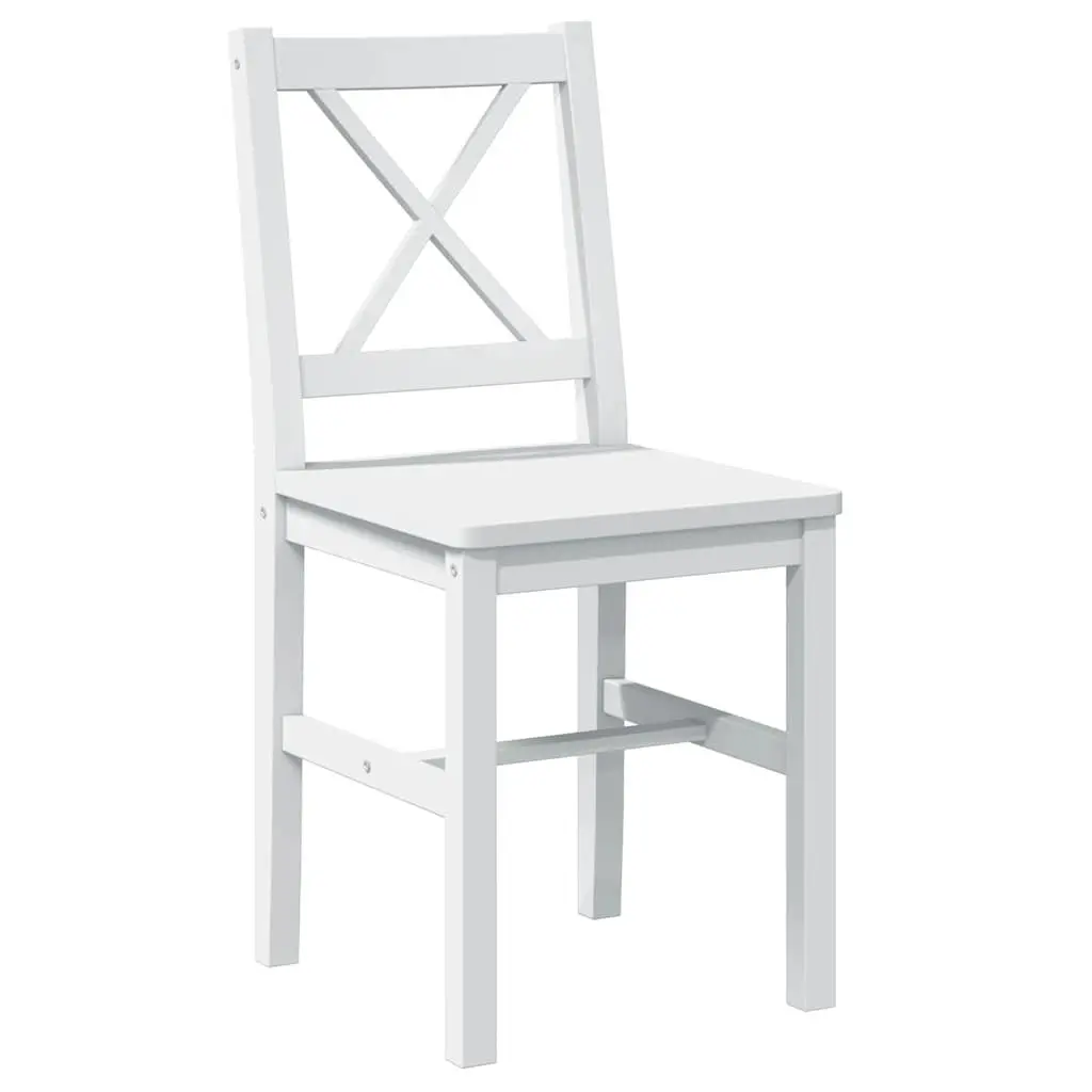 5 Piece Dining Set White Dining Table with 4 Chairs Solid Wood Construction