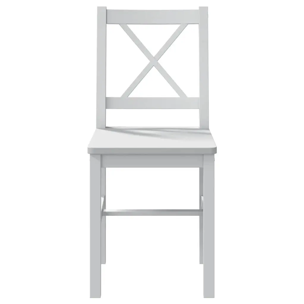 5 Piece Dining Set White Dining Table with 4 Chairs Solid Wood Construction