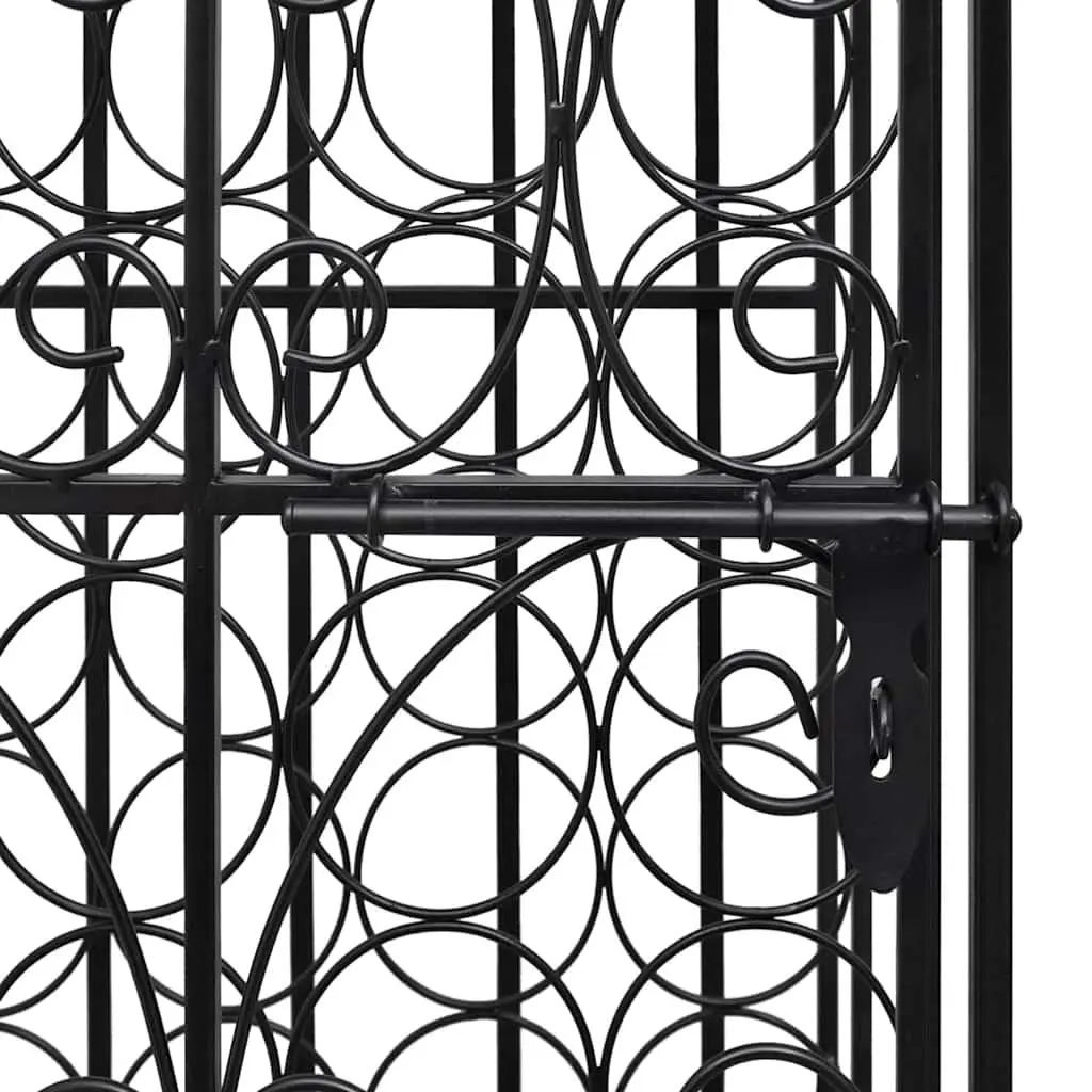 Floor Standing Wine Rack 28 Bottles Black Metal Storage Cabinet