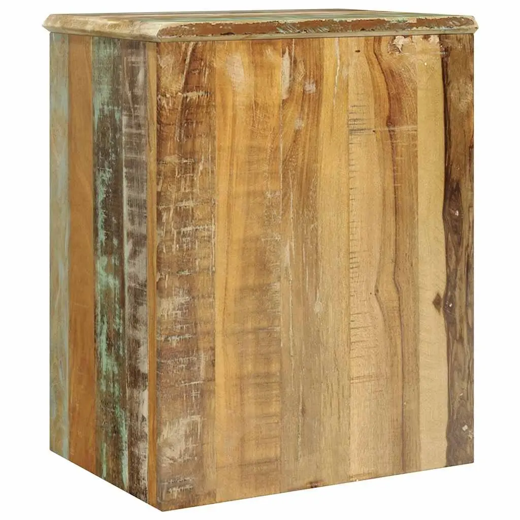 Reclaimed Wood End Table with Drawer and Door Storage Antique Style Nightstand