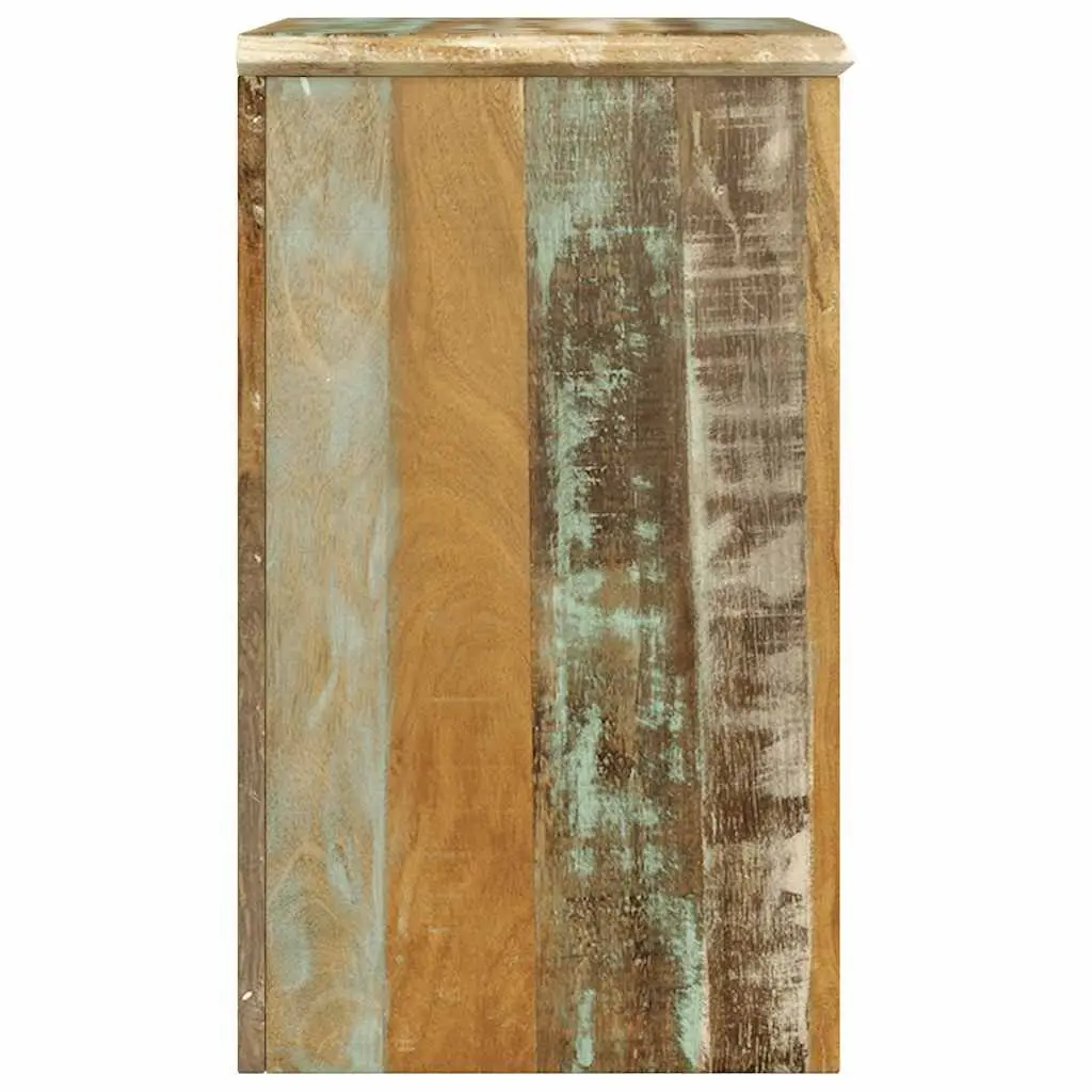 Reclaimed Wood End Table with Drawer and Door Storage Antique Style Nightstand