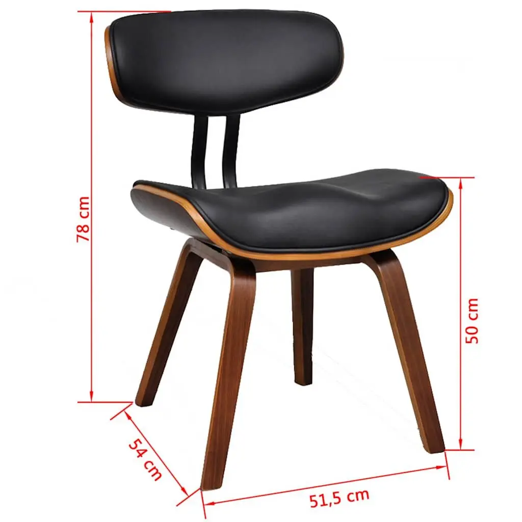 Dining Chairs 2 pcs Bent Wood Frame Faux Leather Upholstery Black