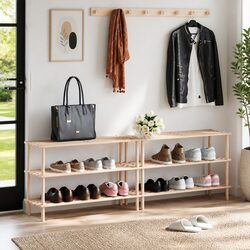 Organize Your Shoes with a 3-Tier Wooden Rack, Set of 2