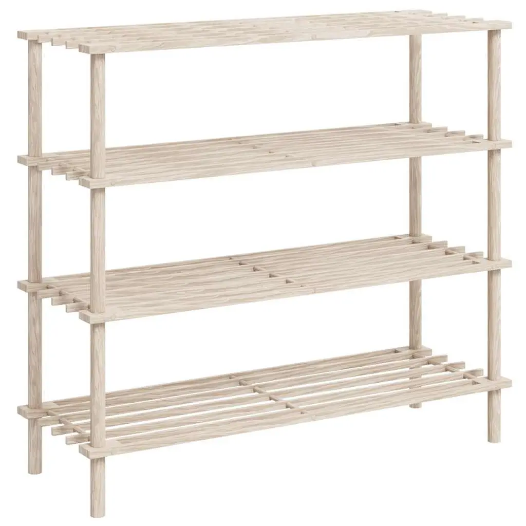Wooden Shoe Rack 4-Tier Organiser Solid Fir Wood Durable Beige