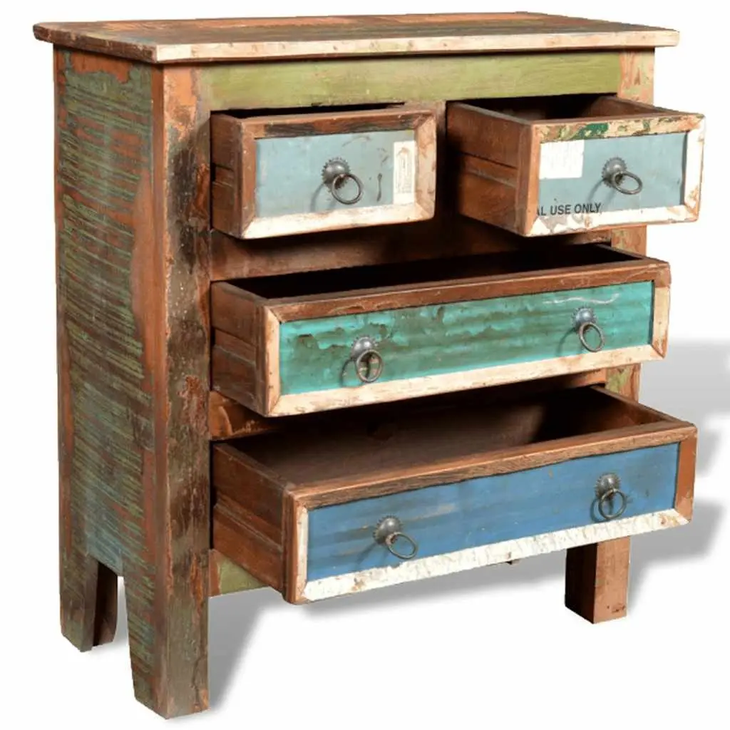 Reclaimed Wood Chest of Drawers 4 Drawer Vintage Style Brown Storage Furniture