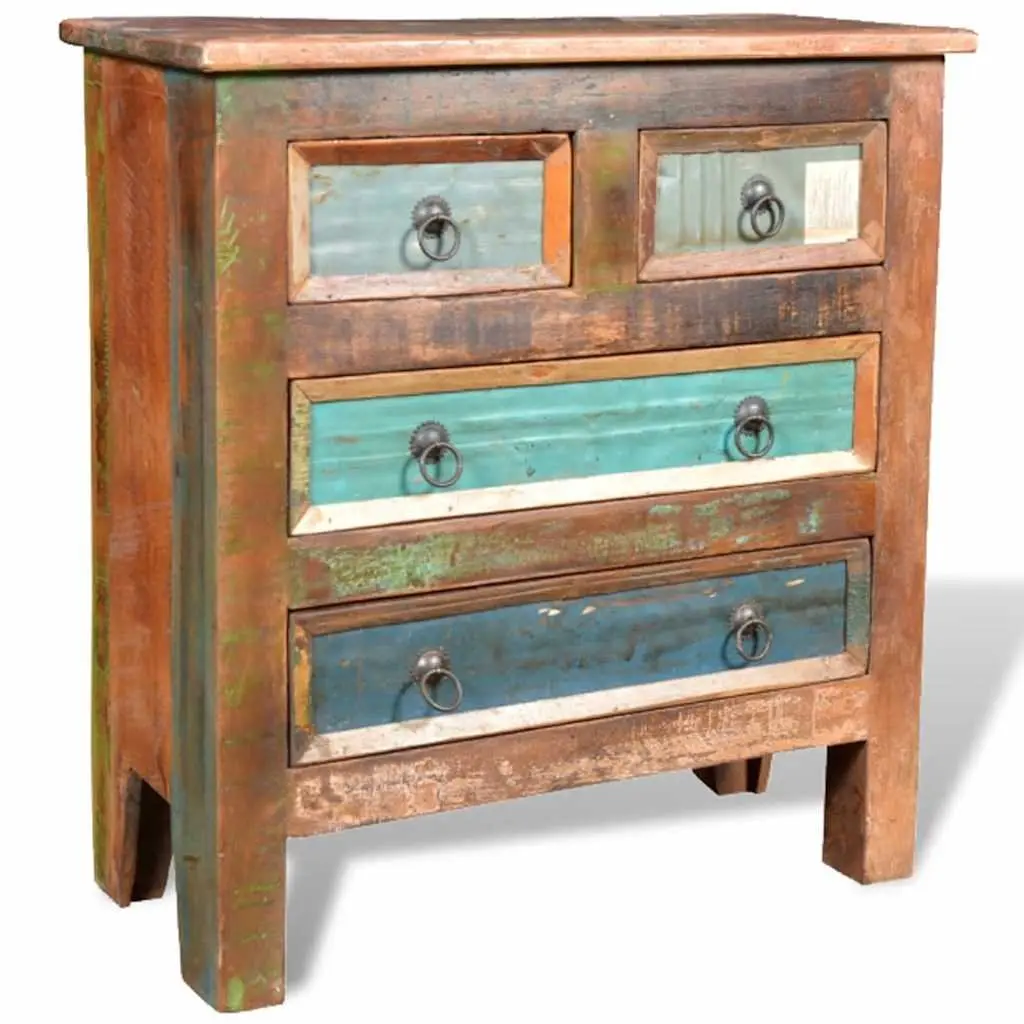 Reclaimed Wood Chest of Drawers 4 Drawer Vintage Style Brown Storage Furniture