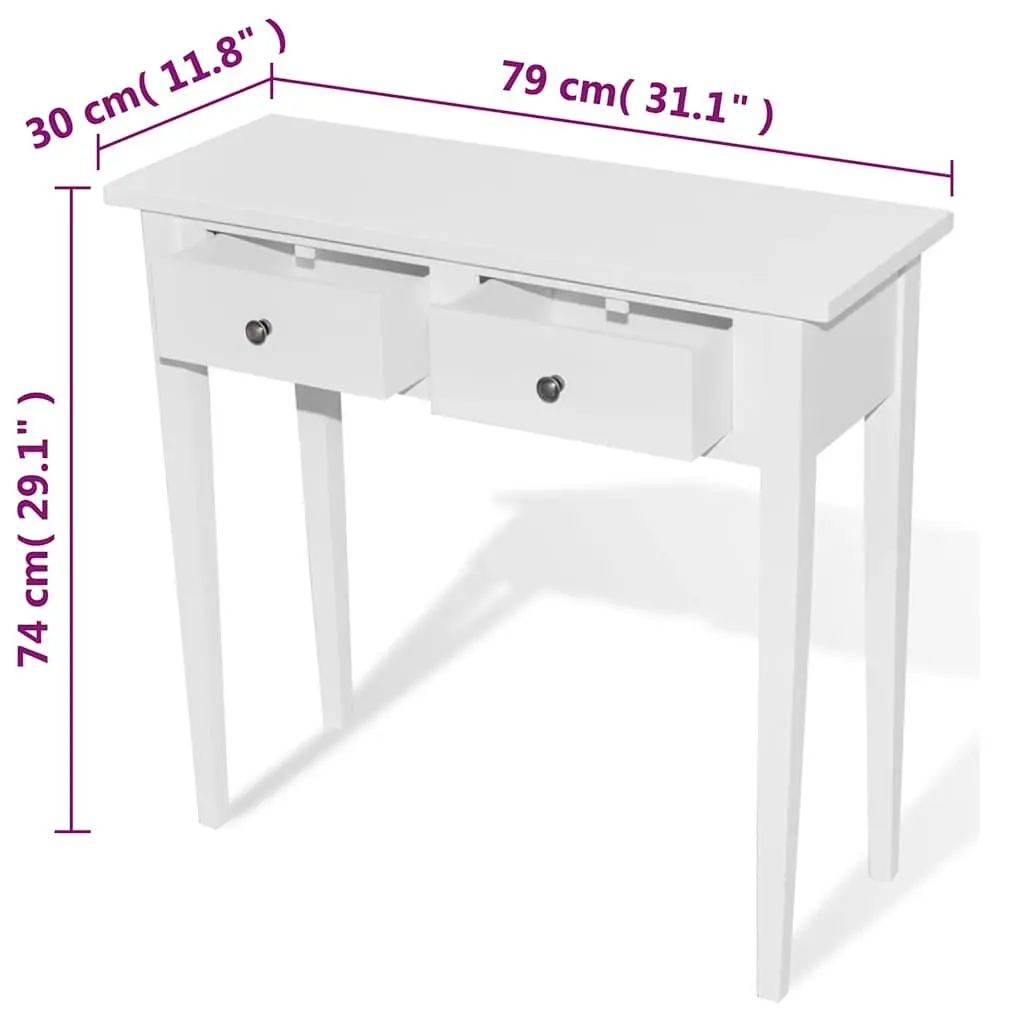 Console Table with Two Drawers White Dressing Accent End Table Living Room