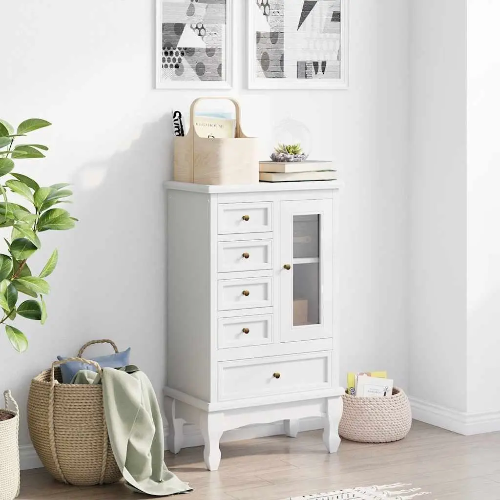Chest of Drawers 5 Drawer Cabinet Storage Unit with 2 Shelves White