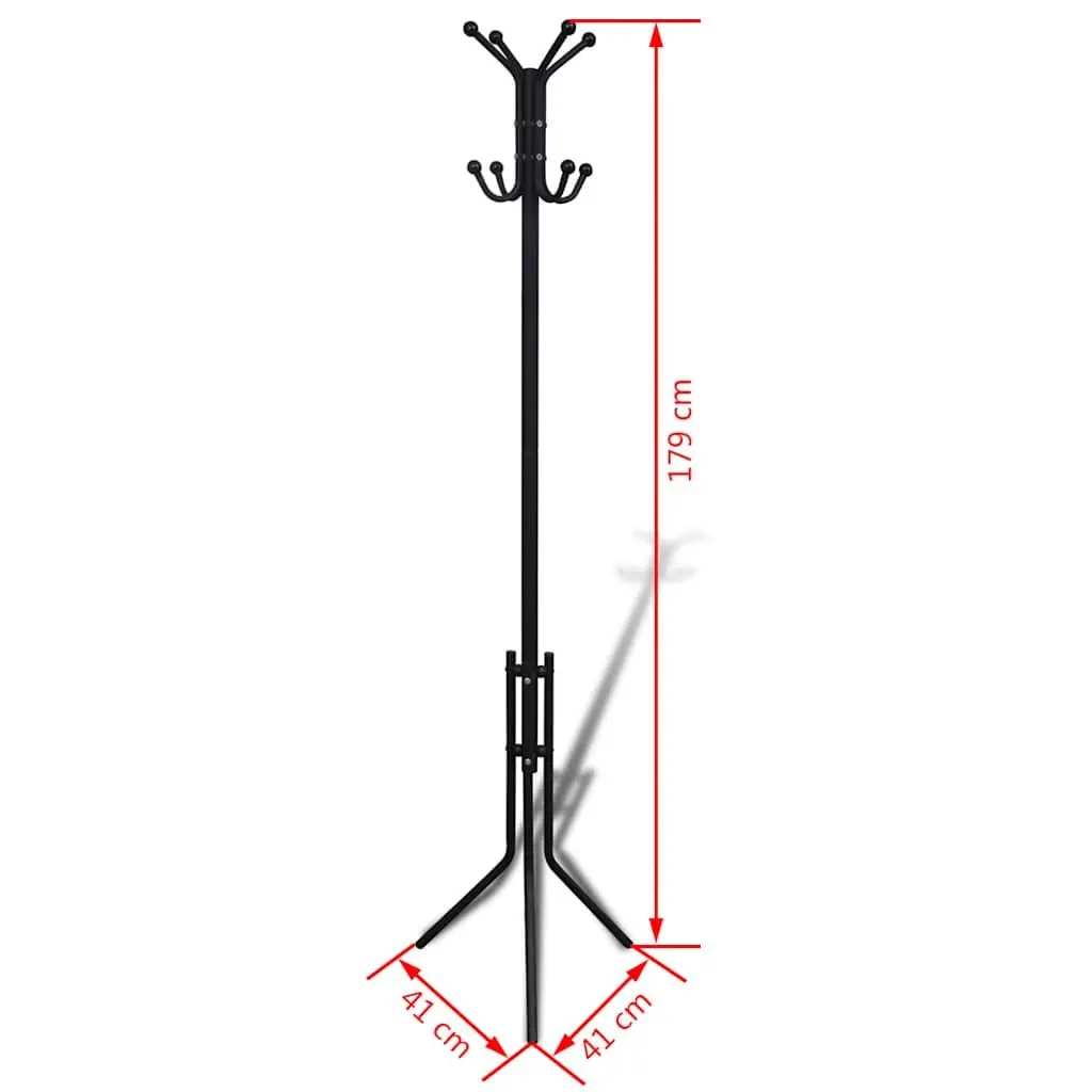 Metal Coat Rack with Triangular Base and Ball Hooks for Hallway or Living Room Use