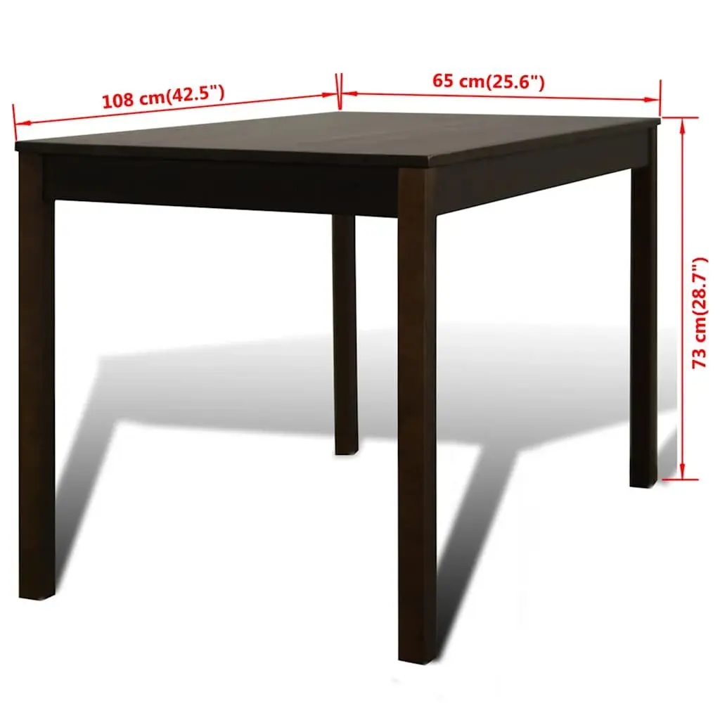 Wooden Dining Table Set 5 Piece Brown Solid Pine Wood Clean Lines