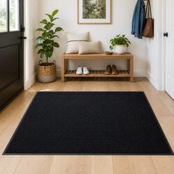 Stylish Black Door Mat 90 x 120 cm for Home and Office